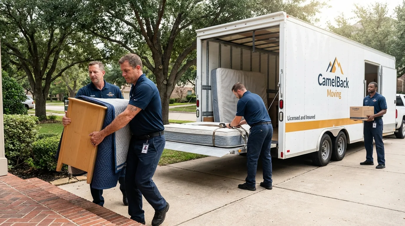 Crew loading residential truck for cross-state move from Troy, AL